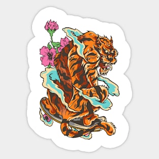 Skating tiger , Hidden Dragon Sticker